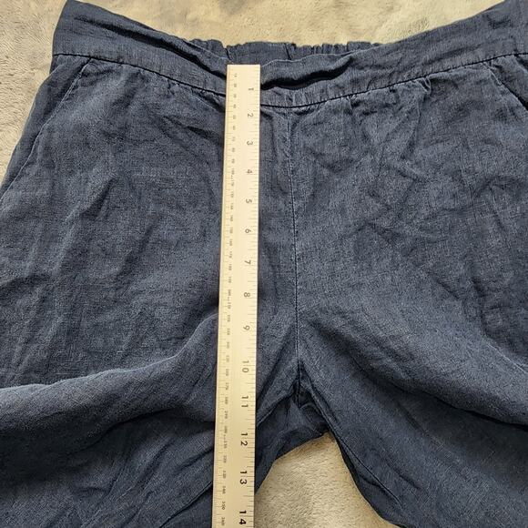 Daily Ritual Pants Womens 12 Blue Linen Pull On Wide Leg Crop Culotte Lagenlook - Picture 6 of 9